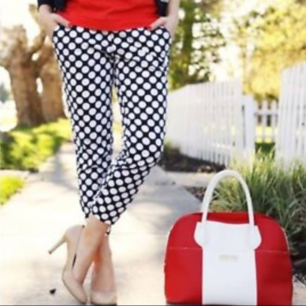 🔥J. Crew Polka Dot Cropped Pants Sz 2 98% Cotton